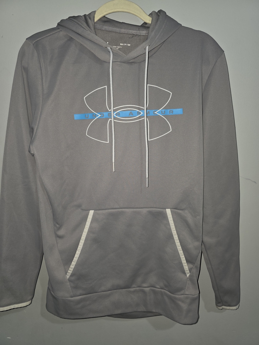 Under Armour Grey Pullover Hoodie with Blue Logo